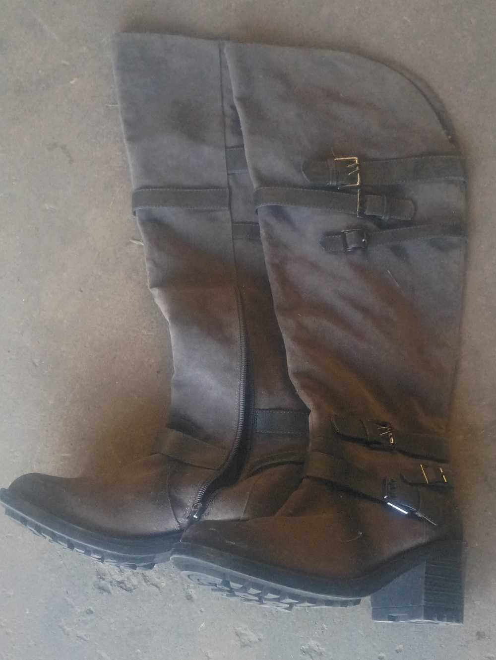 Women's Black Knee-High Buckle Boots